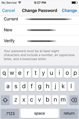 Change iCloud Password on iPhone