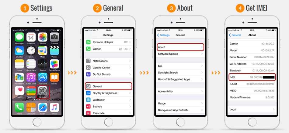 check IMEI code on iPhone