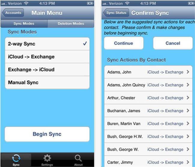 sync contacts iphone