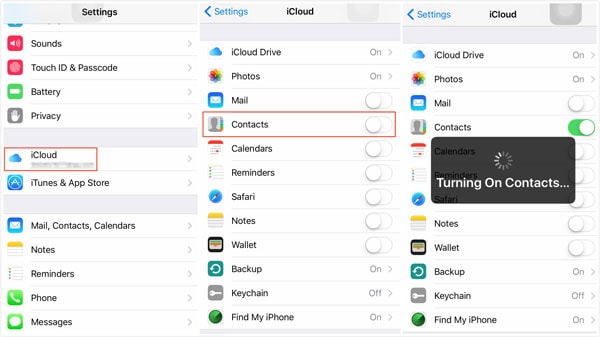 backup iphone contacts to iCloud - step 1