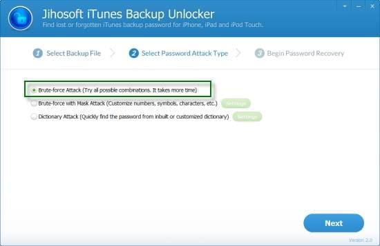Ontsleutel een back-up wachtwoord.