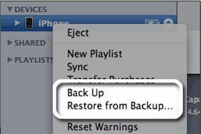 restore from iTunes backup completed