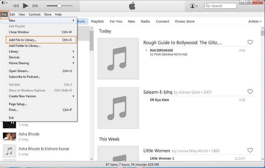 ipod shuffle to itunes-Add Folder to Library