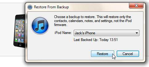 restore iphone messages from itunes