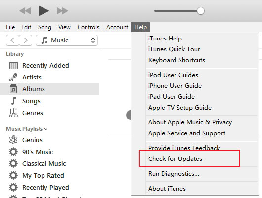 itunes check for update