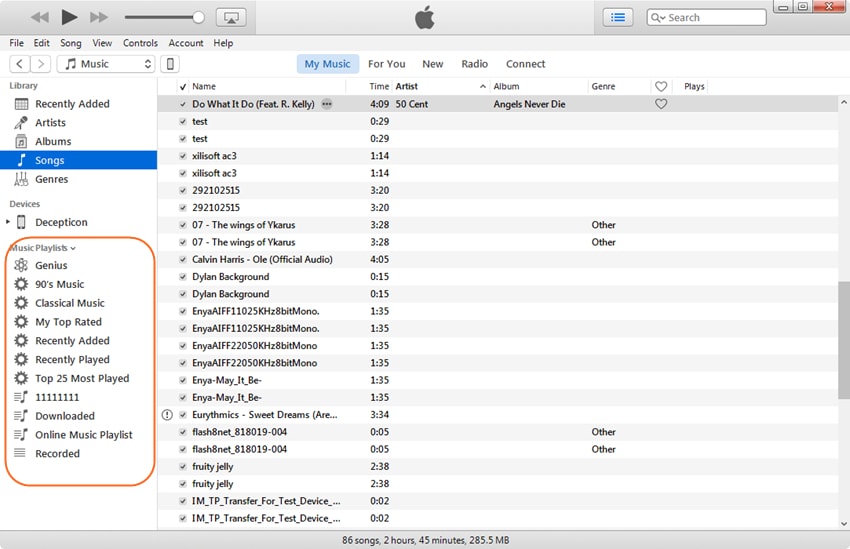 Editar lista de reproducción de iPhone - Localizar lista de reproducción de iTunes