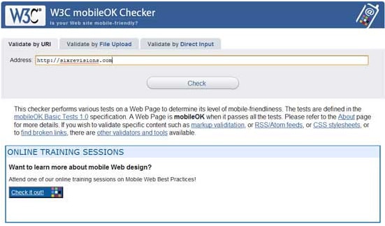 mobile emulator-W3C mobile OK checker
