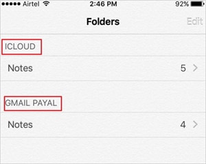 How to Transfer Notes from iPhone to iPad Using iCloud - step 3: Go to Notes on iPhone