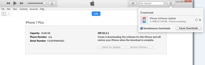 اكتشف iTunes جهاز iPhone في وضع الاسترداد