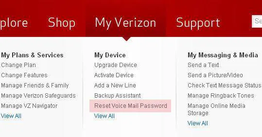 reset iphone voicemail password verizon