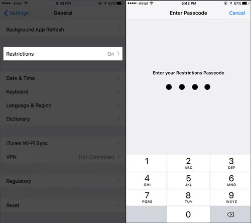 Reimposta la password delle restrizioni su iPhone