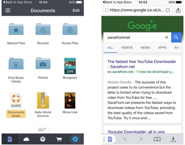 Documents 5 para guardar los vídeos de YouTube en el camera roll