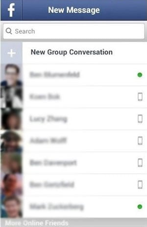 select friend to send facebook message