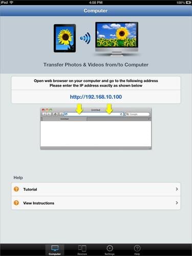 transferir imagens do pc para ipad com o Simple Transfer