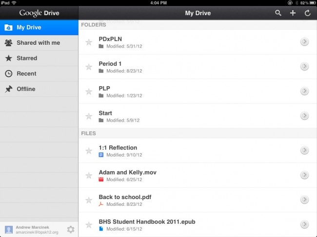 Transferir vídeos do iPad para o PC com o Google Drive - Inicie o Google Drive