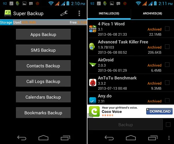 Melhor aplicativo de backup para Android