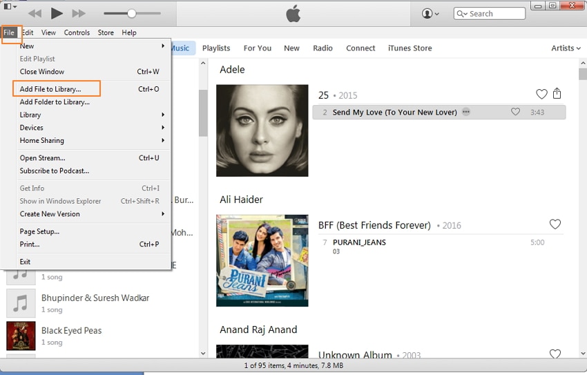 Transfer Audiobooks to iPod Using iTunes-add audiobook to iTunes library