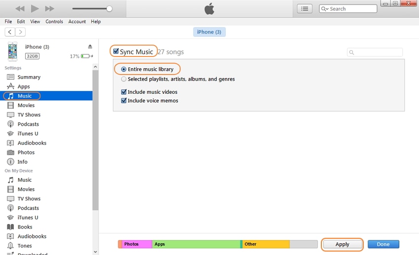 Comment transférer des chansons d'iTunes vers l'iPod en utilisant iTunes- Sync Music