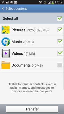 step 4 to transfer music from Samsung to Samsung