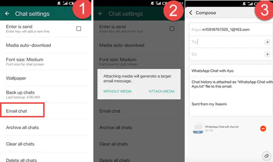 إرسال رسائل WhatsApp عبر البريد الإلكتروني من Android إلى iPhone