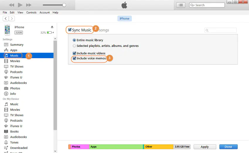 uploading voice memos from iphone to computer