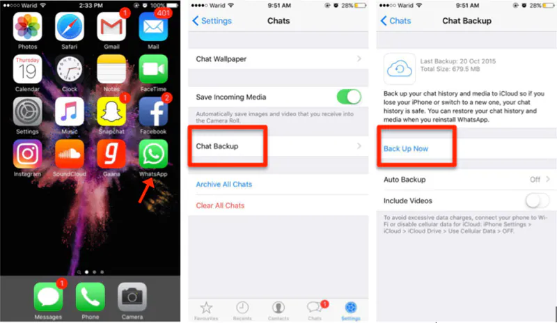 البدء في نقل whatsapp من iphone إلى iphone