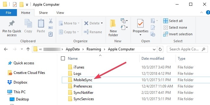 apple backup location in windows 10