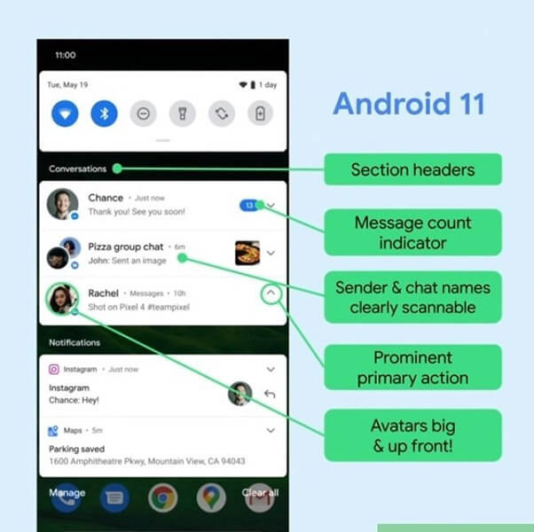 características básicas en Android 11