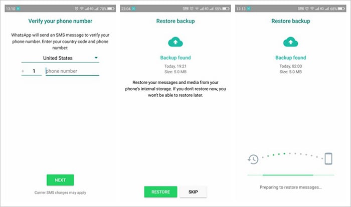 Restaurar backup local do WhatsApp