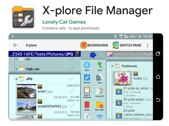 Aplicación X-Plore File Manager para Android