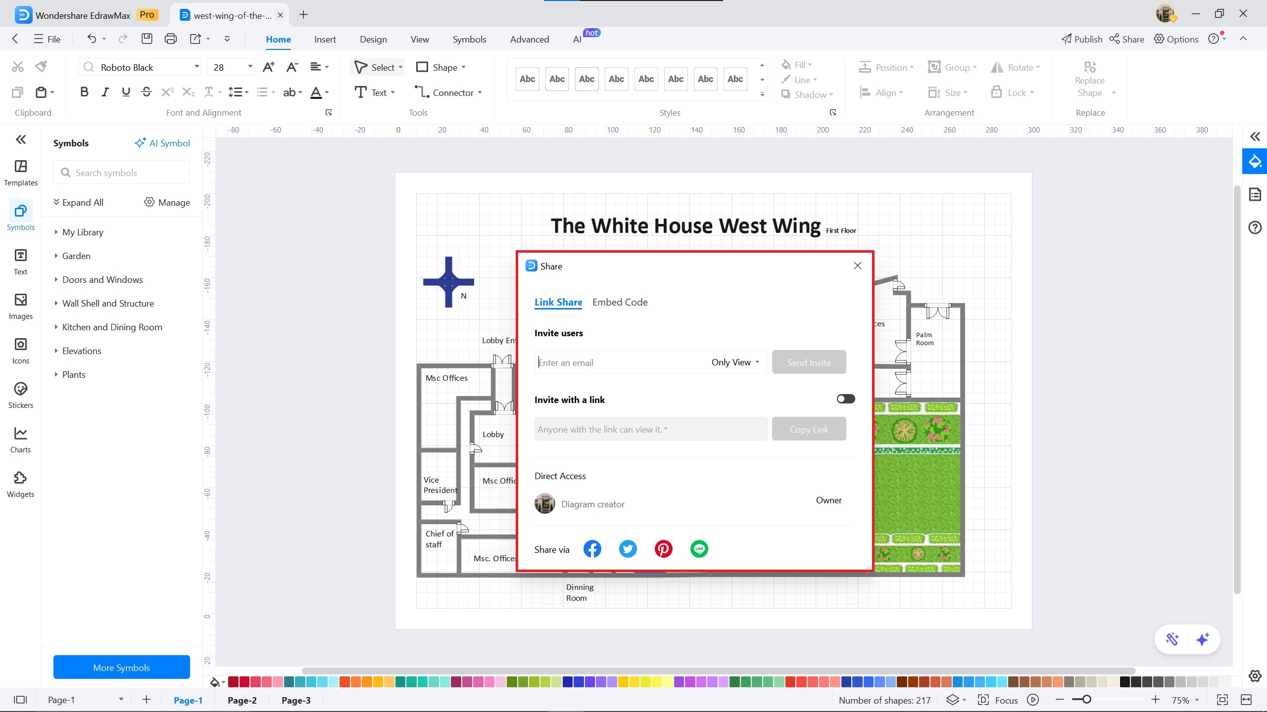 white house EdrawMax share