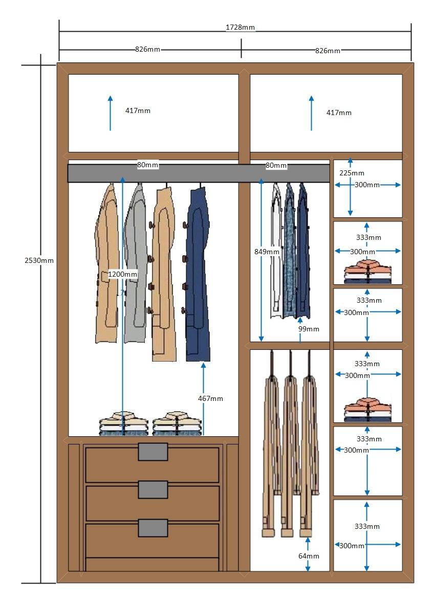 almirah closet plan example for bedroom