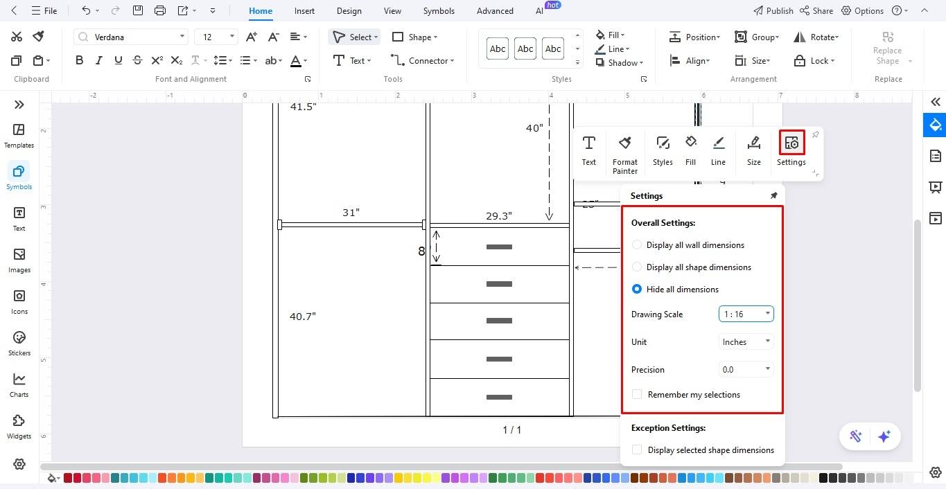 adjust scale closet design edrawmax