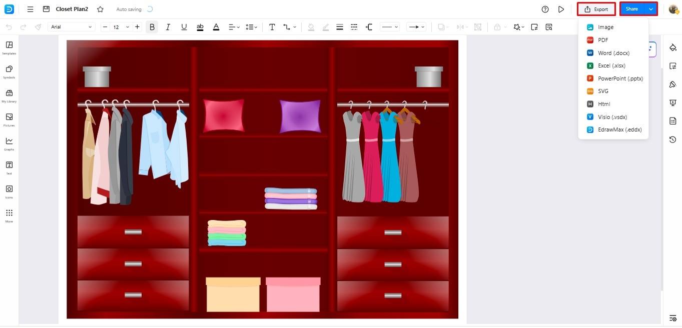 download share the closet design edrawmax