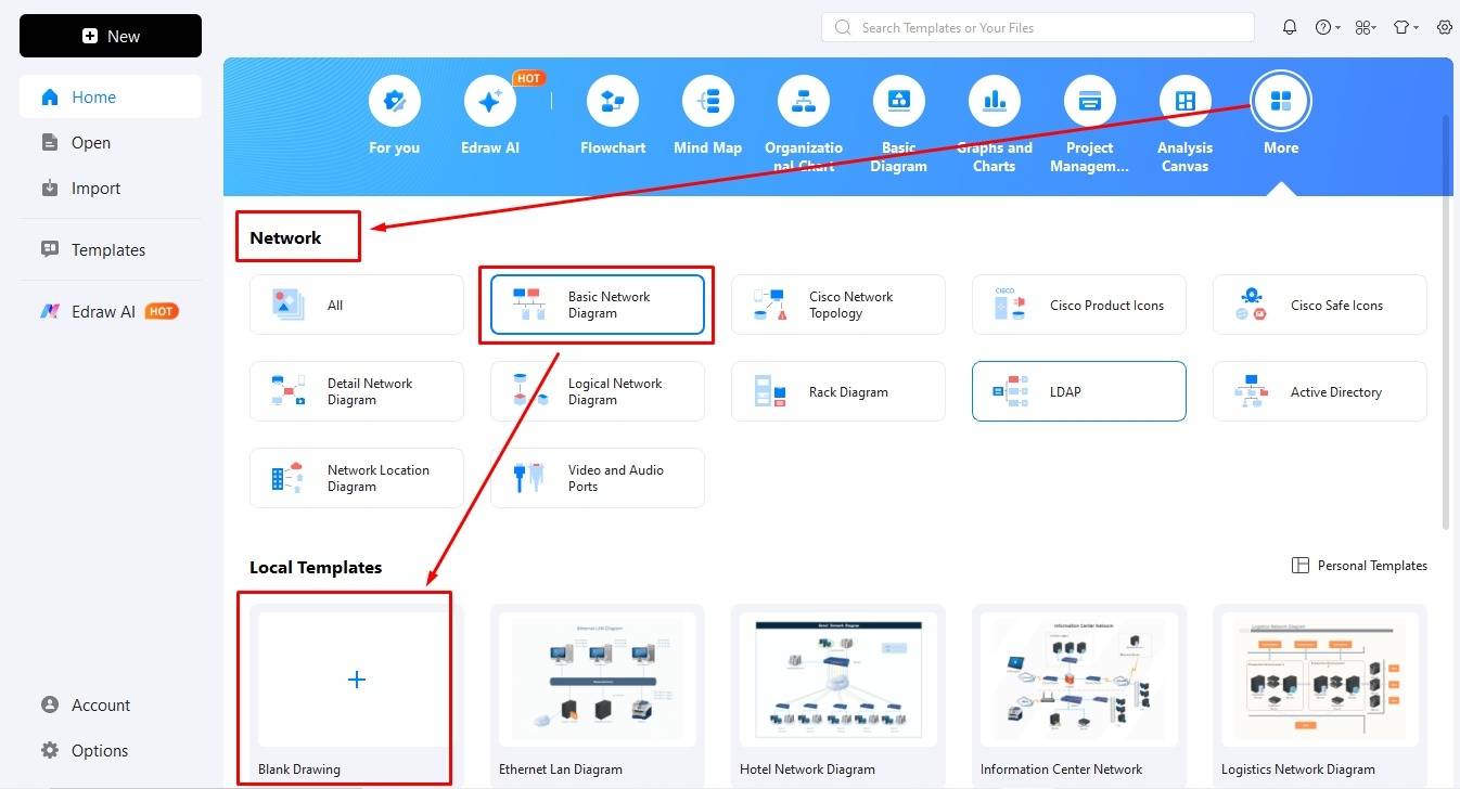 access the network canvas edrawmax
