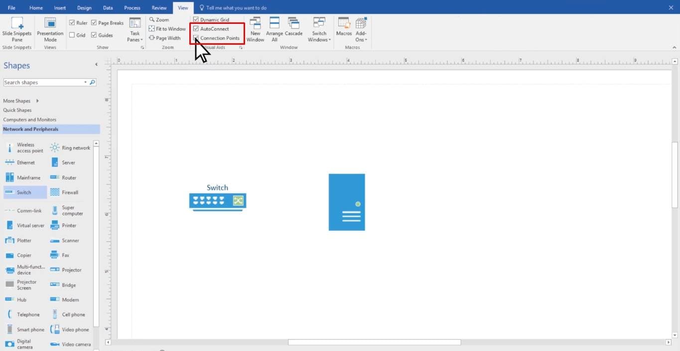enable auto connection visio