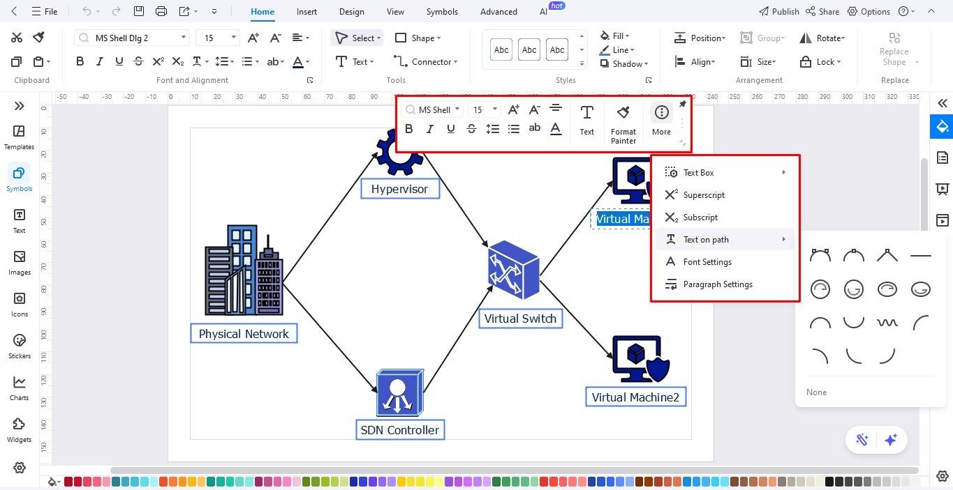 label network components edrawmax