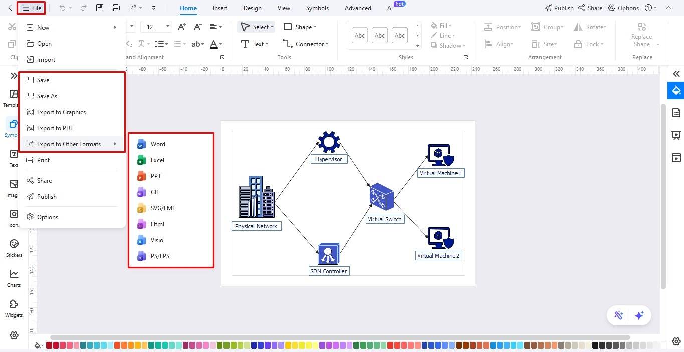 download the network diagram edrawmax