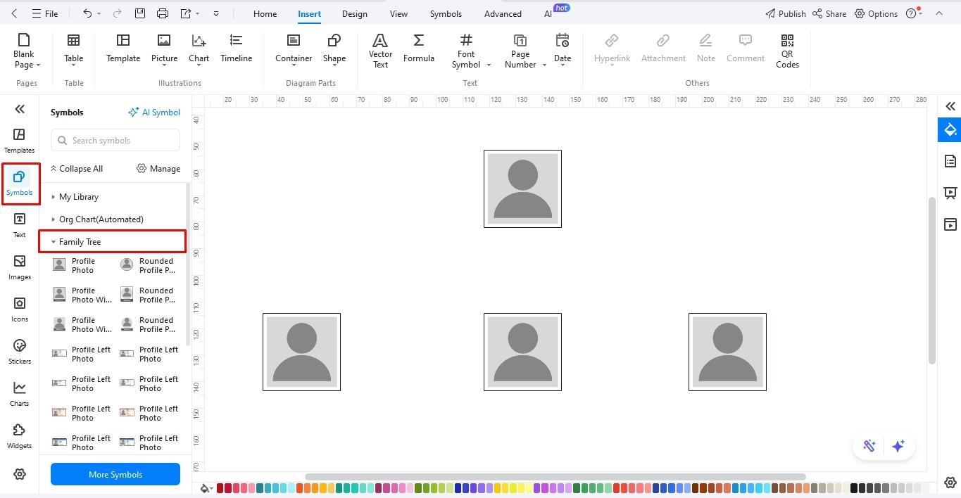 arrange profile shapes family tree edrawmax