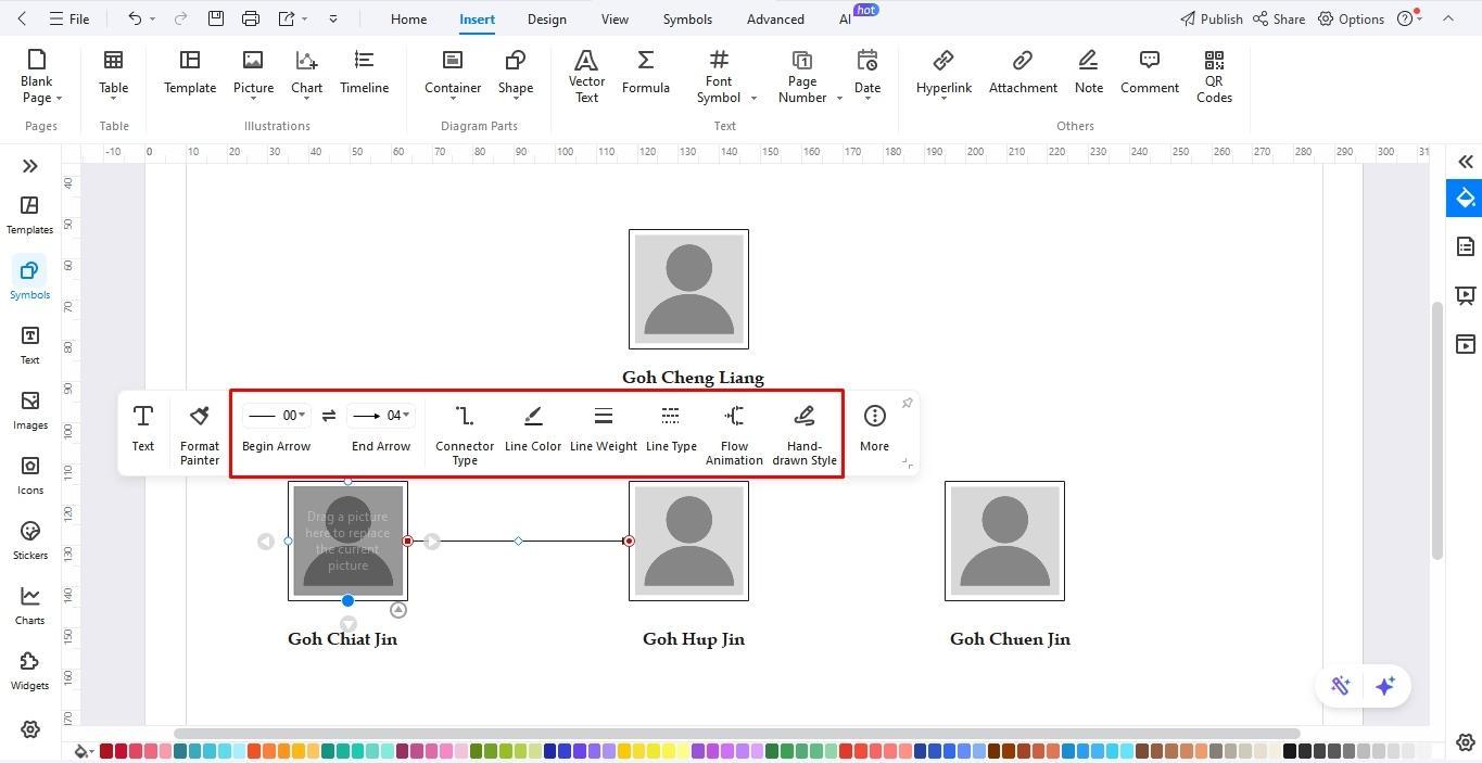 build connections between family members edrawmax
