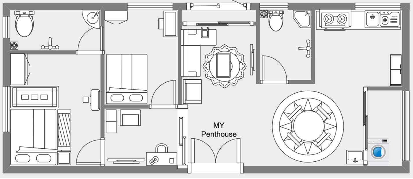 2-bedroom penthouse floor plan