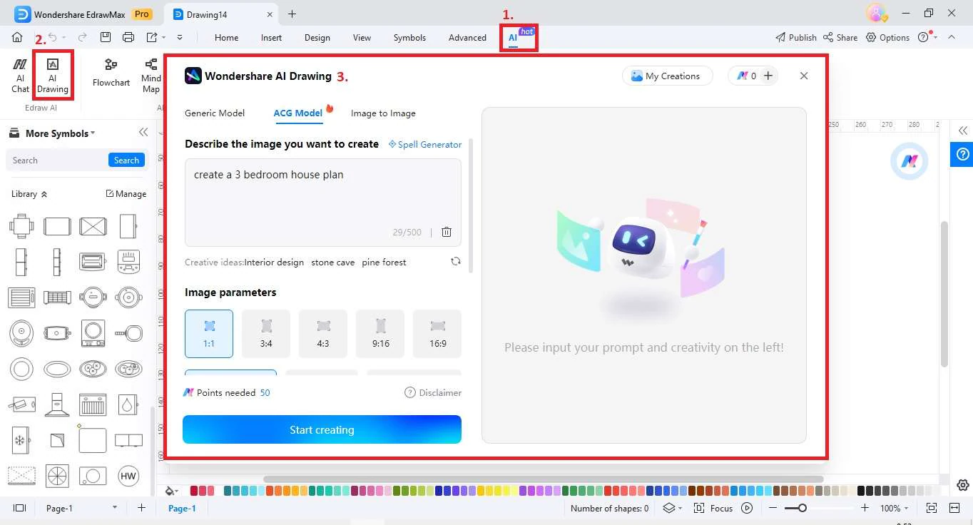 edrawmax ai drawing menu