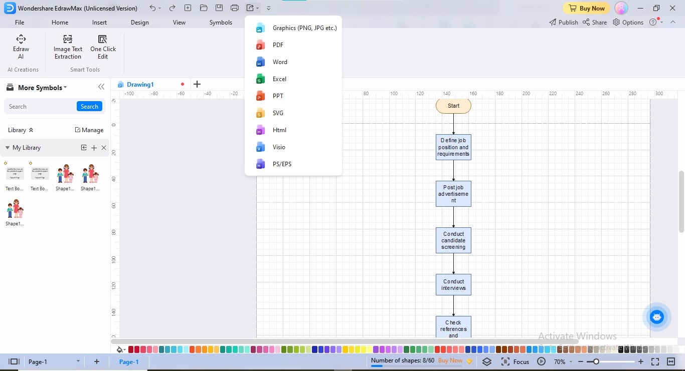 edrawmax ai Flussdiagramm Export