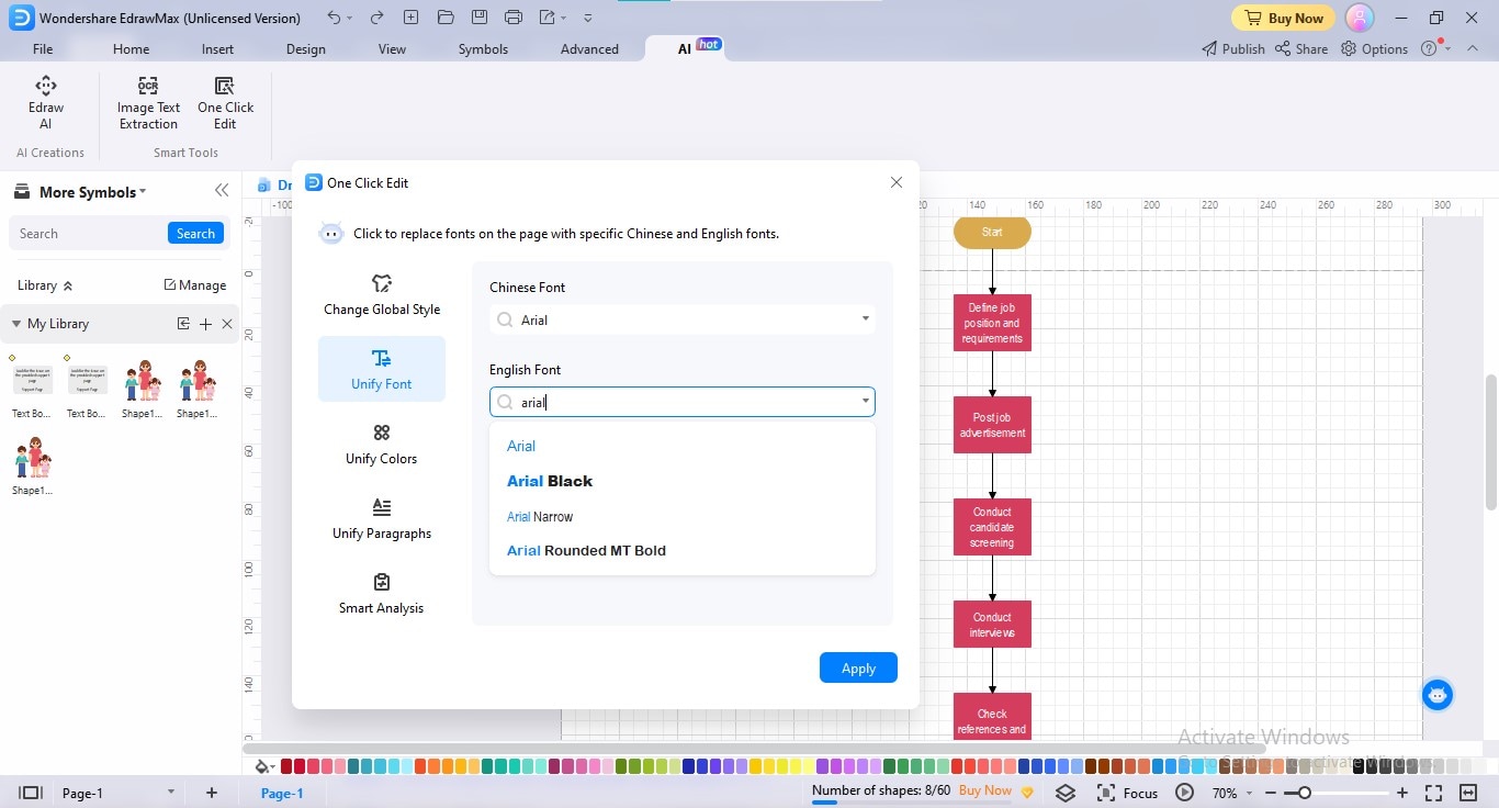 edrawmax ai flow chart font unification