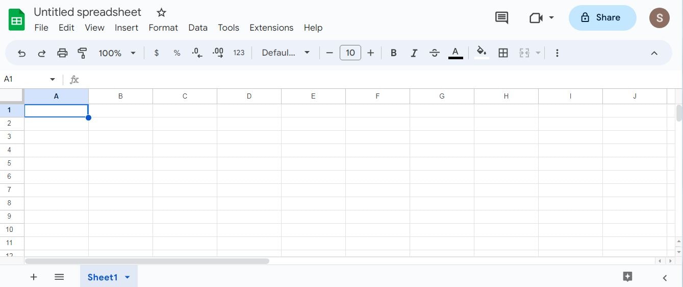 google sheets blank spreadsheet