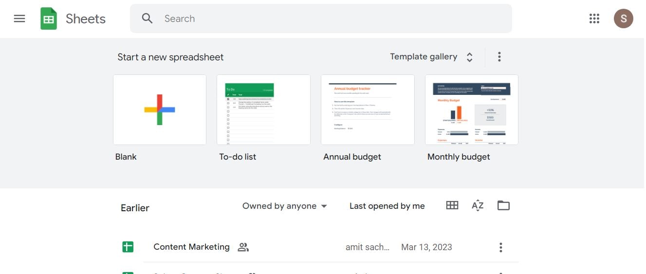 Google Sheets-App starten