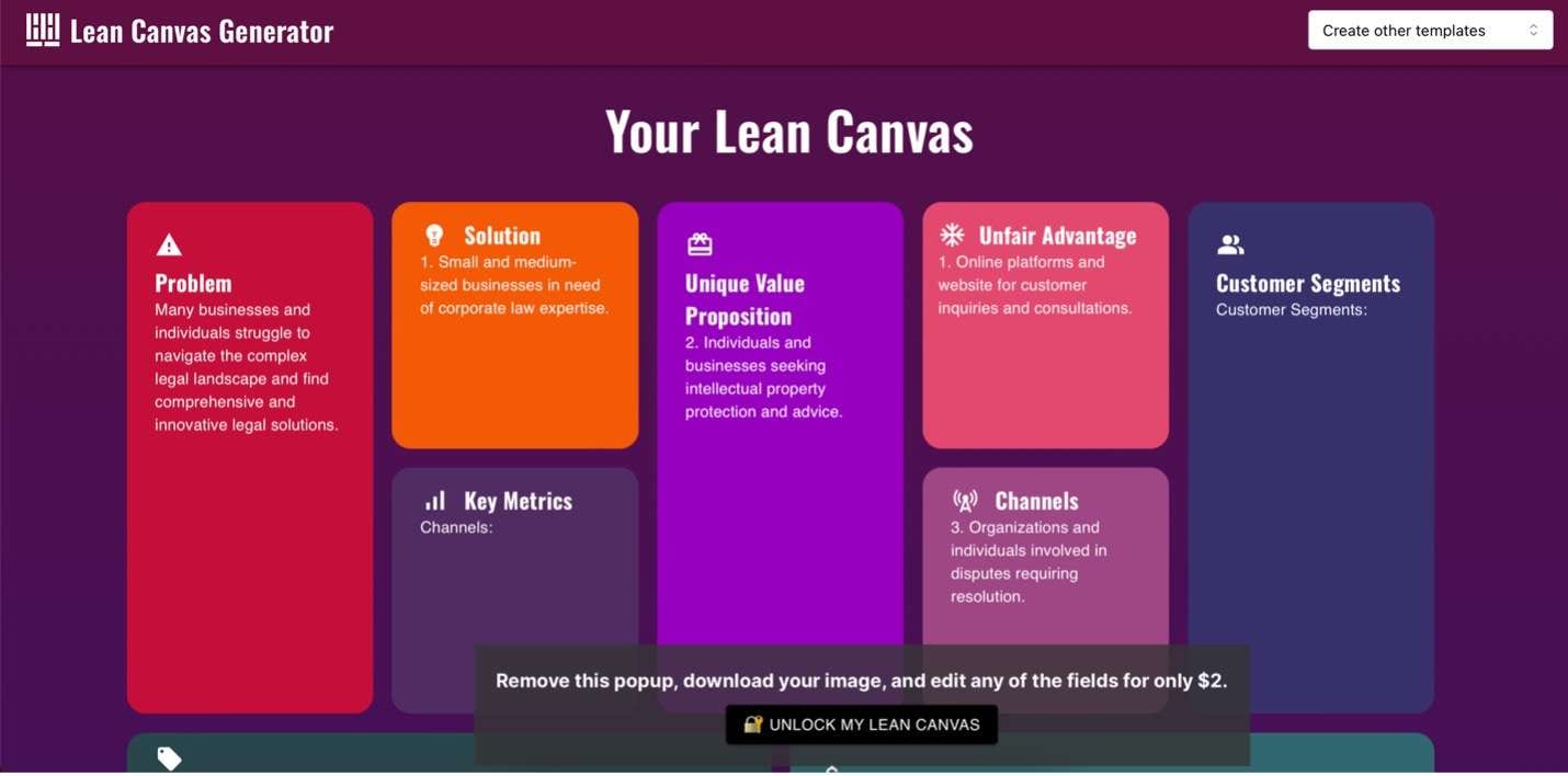 lean canvas website