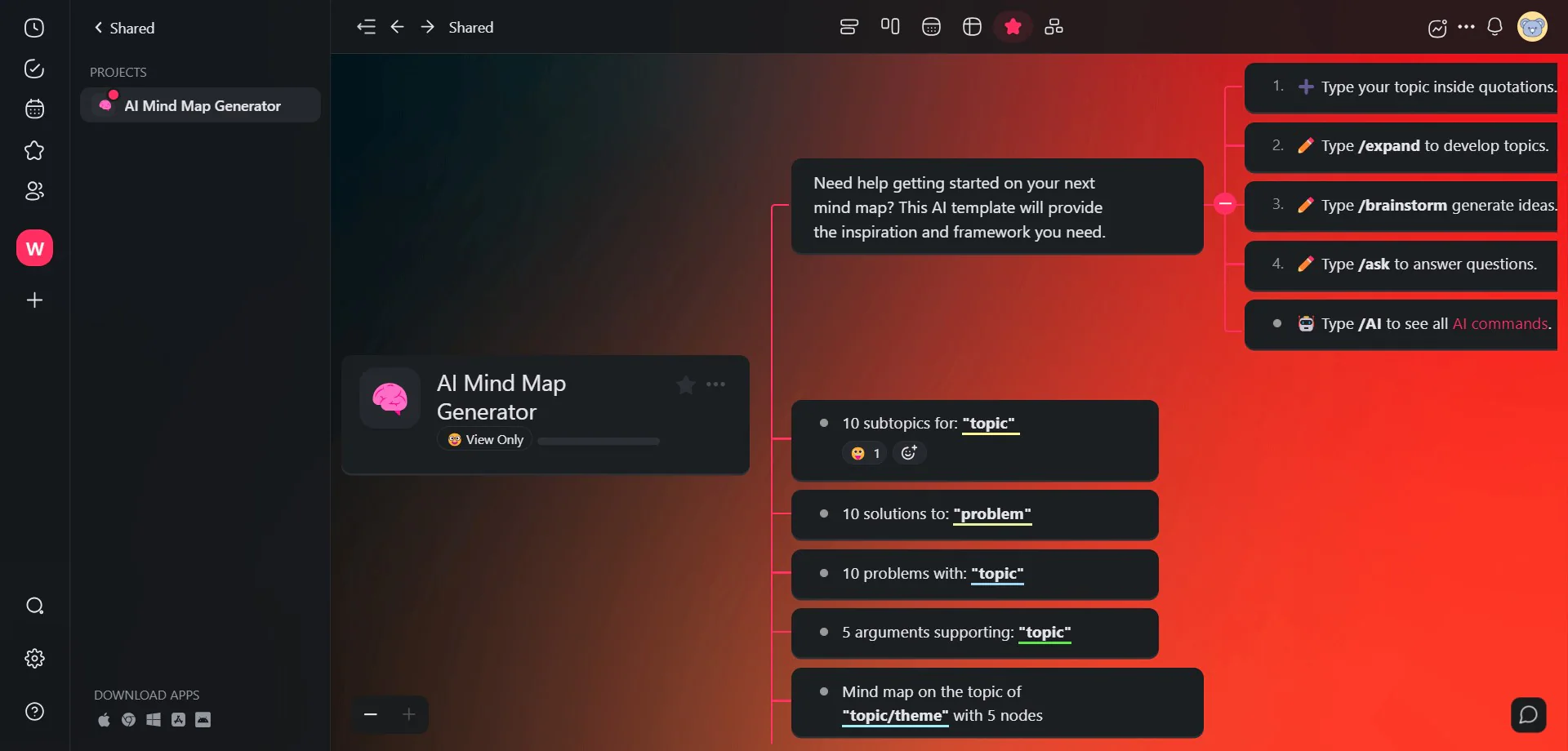 askade creador de mapas mentales en línea