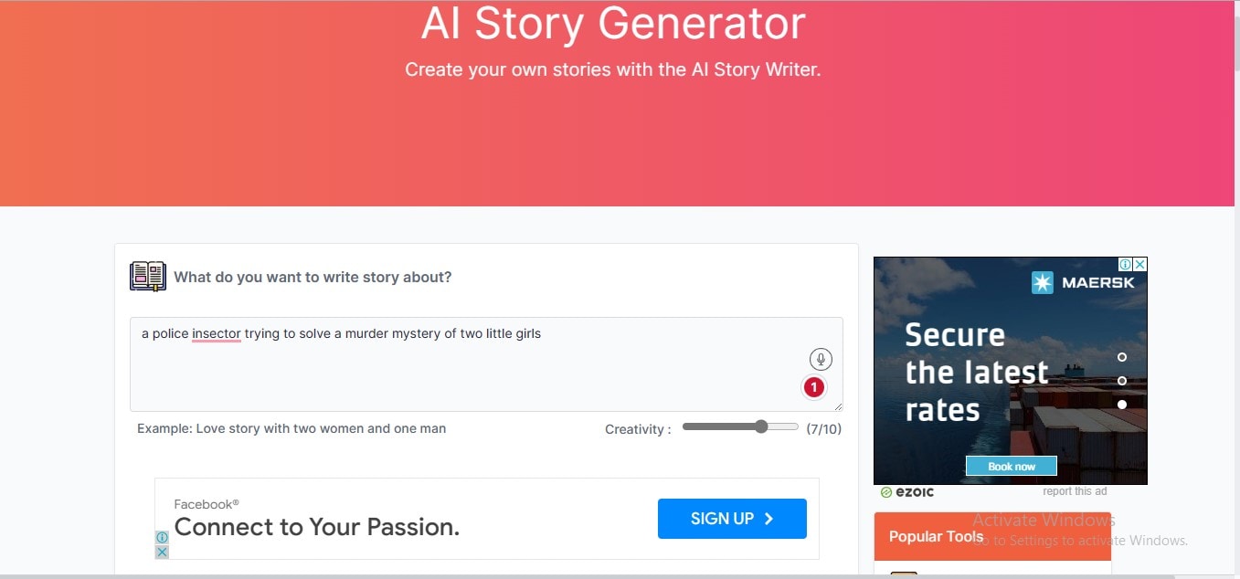 Toolbaz kostenloser KI Story Generator
