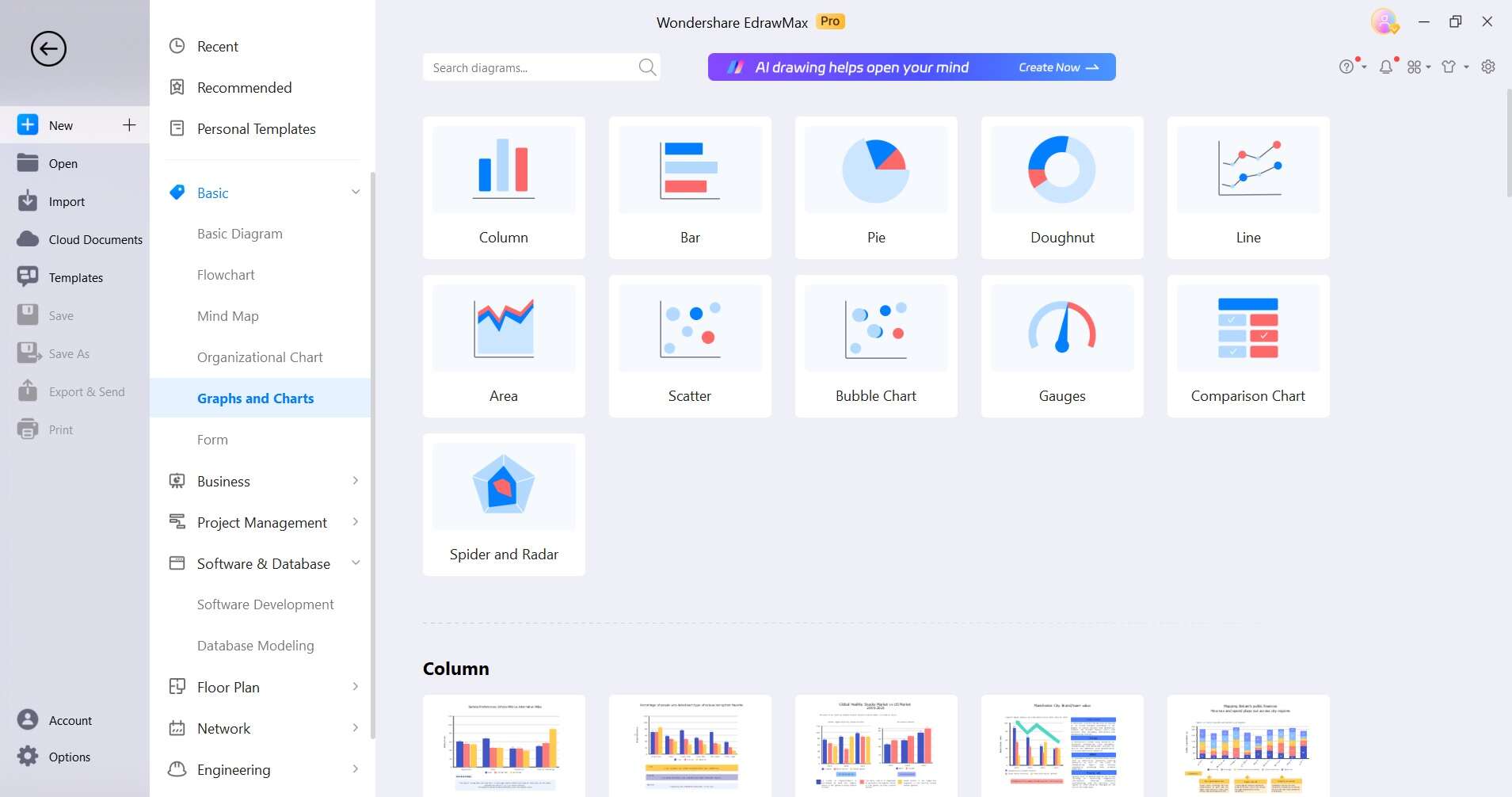 wondershare edrawmax graphs and charts section